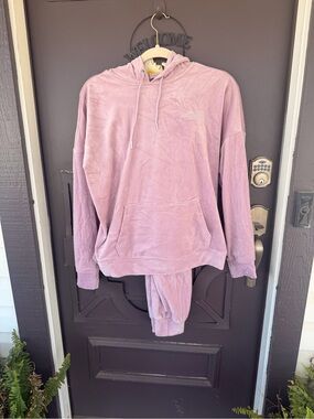 bebe Dusty Pink Velour Hoodie & Joggers Set